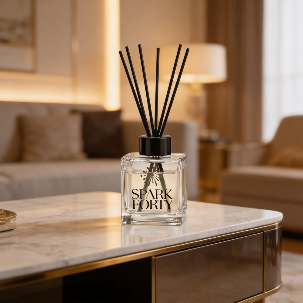 Sparkforty Rouge 540 Reed Diffuser Home Fragrance, Scent Inspired by Baccarat Rouge 540, 100ml Luxury Glass Bottle with Resin & Amberwood Scent