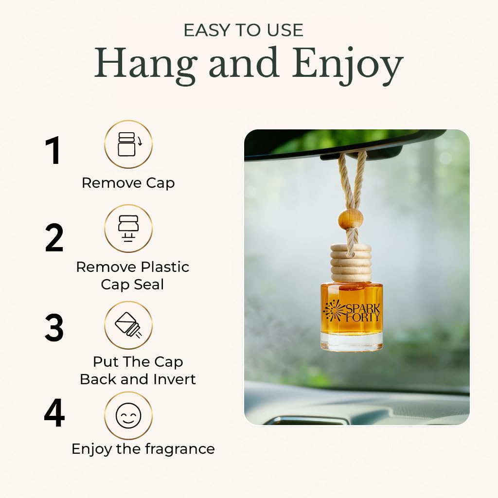 Sparkforty Forest Woods Car Perfume Car Air Freshener 30-Day Luxury Essential Oil Cologne Scent Gift Set for Men & Women, Pine & Cedar Long-Lasting Truck SUV Diffuser