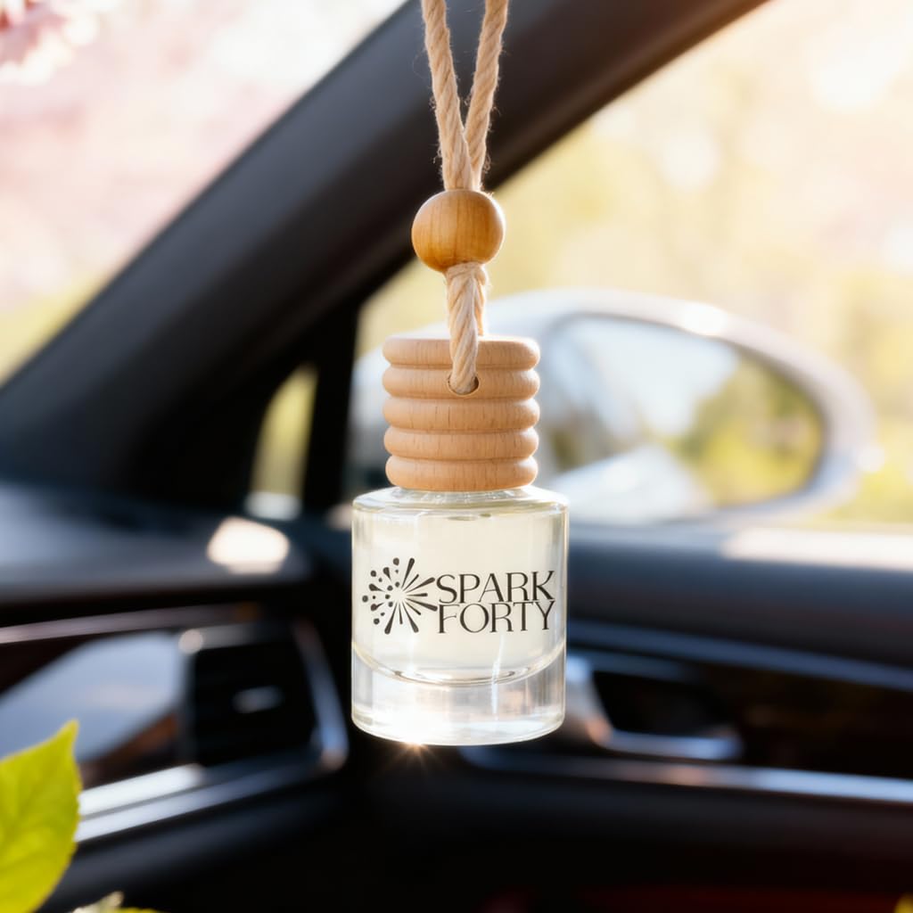 Sparkforty Spring Car Perfume Car Air Freshener 30-Day Luxury Hanging Diffuser Essential Oil Perfume Gift for Men & Women, Amber Musk & Floral Long-Lasting Vehicle Scent New Car