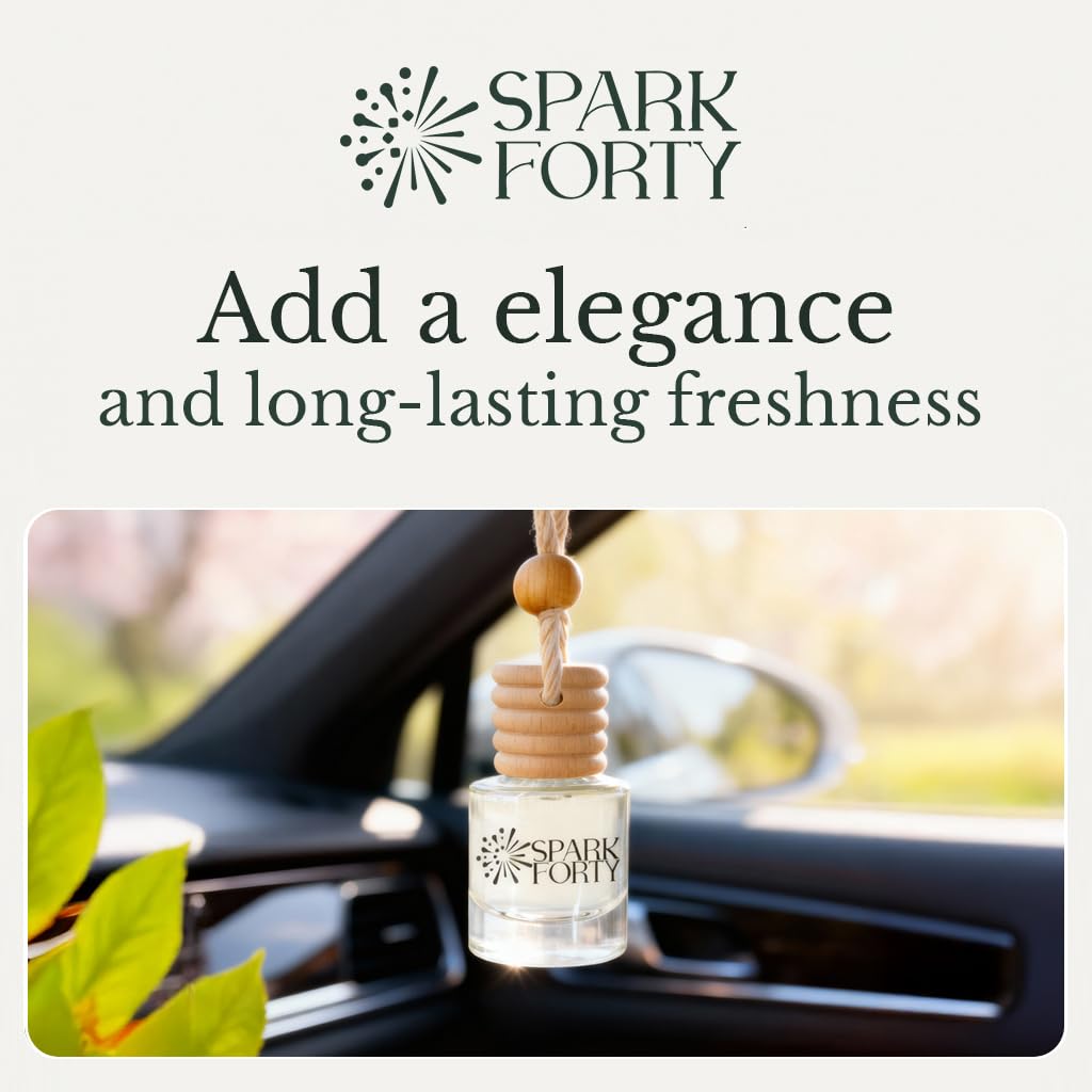 Sparkforty Spring Car Perfume Car Air Freshener 30-Day Luxury Hanging Diffuser Essential Oil Perfume Gift for Men & Women, Amber Musk & Floral Long-Lasting Vehicle Scent New Car