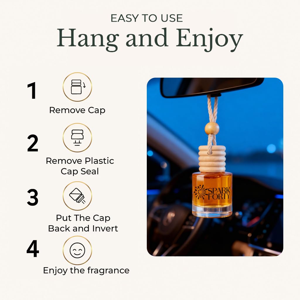 Sparkforty Night Car Perfume Car Air Freshener 30-Day Luxury Hanging Diffuser & Cologne Gift Set for Men & Women, Long-Lasting Essential Oil Woody Sweet Floral Car Scent Subtle