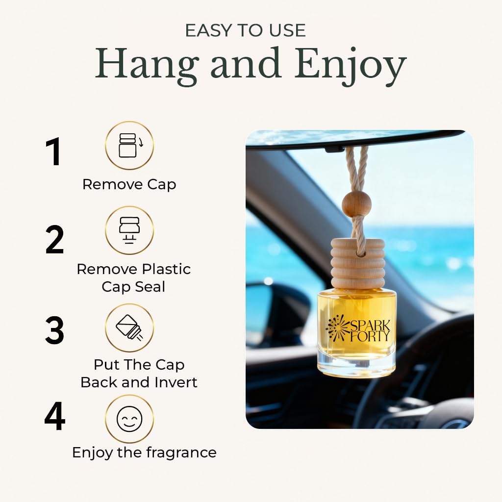 Sparkforty Ocean Car Perfume Car Air Freshener 30-Day Luxury Essential Oil Cologne Scent Gift Set for Men & Women, Auto Diffuser for Truck SUV Long-Lasting Fresh Scent