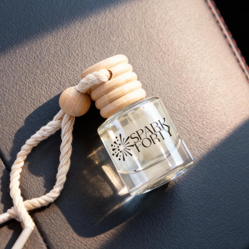 Sparkforty Spring Car Perfume Car Air Freshener 30-Day Luxury Hanging Diffuser Essential Oil Perfume Gift for Men & Women, Amber Musk & Floral Long-Lasting Vehicle Scent New Car