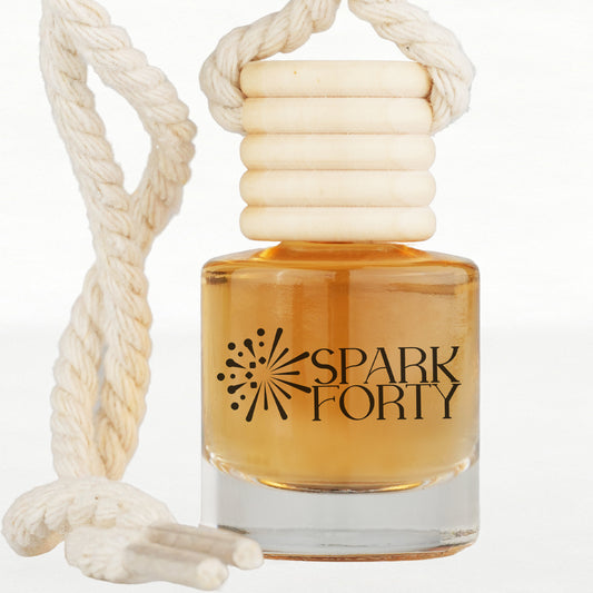 Sparkforty Caramel Car Perfume Car Air Freshener 30-Day Luxury Hanging Glass Diffuser, Gourmand Gift for Men & Women, Brown Sugar & Vanilla Long-Lasting Scent