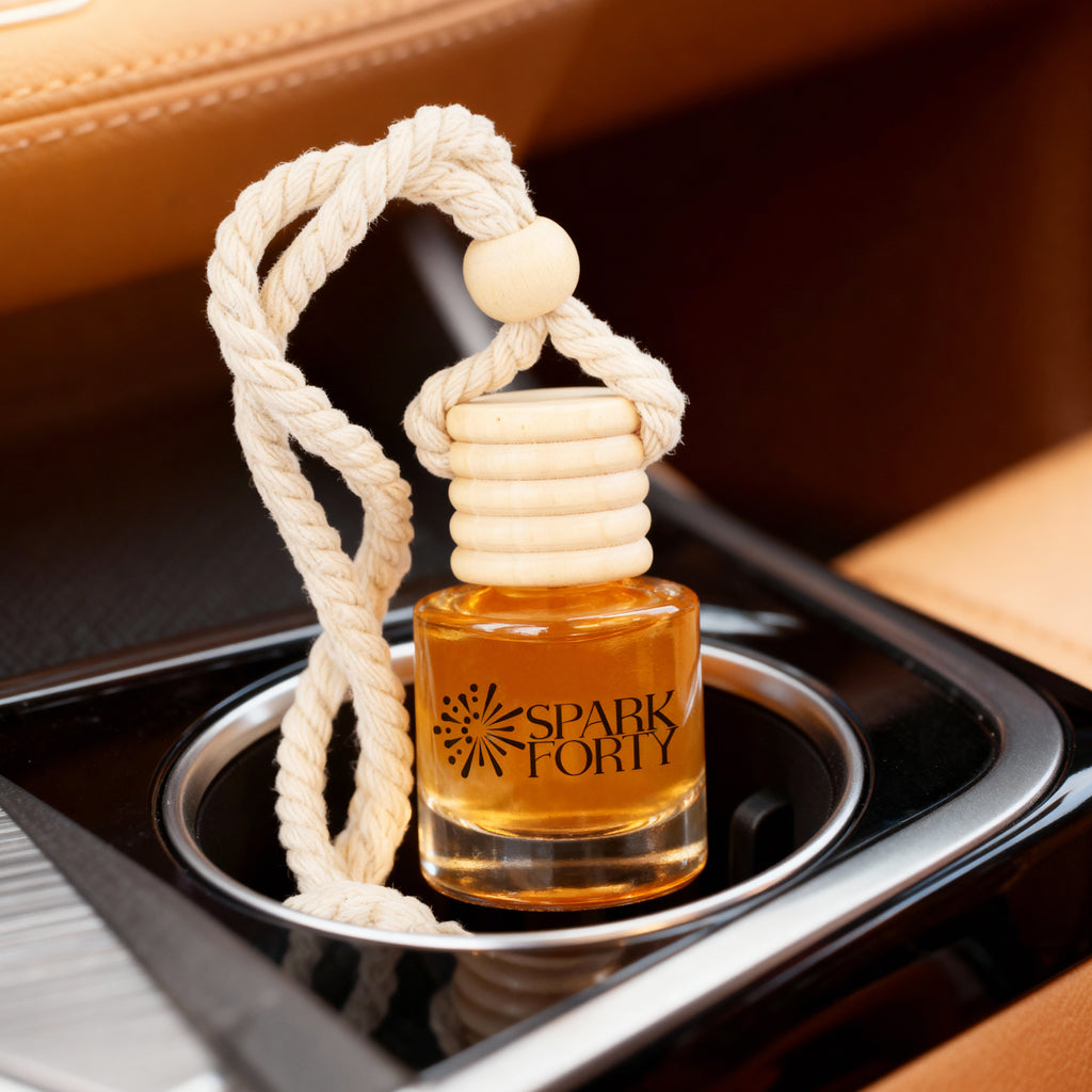 Sparkforty Caramel Car Perfume Car Air Freshener 30-Day Luxury Hanging Glass Diffuser, Gourmand Gift for Men & Women, Brown Sugar & Vanilla Long-Lasting Scent