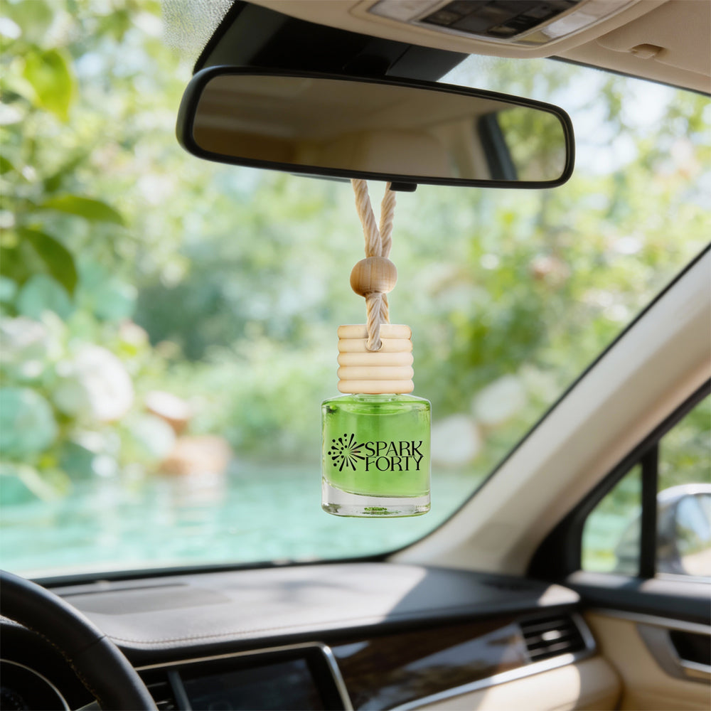 Sparkforty Garden Car Perfume Car Air Freshener 30-Day Luxury Hanging Glass Diffuser, Fresh Green Gift for Men & Women, Mint & Coconut Long-Lasting Scent