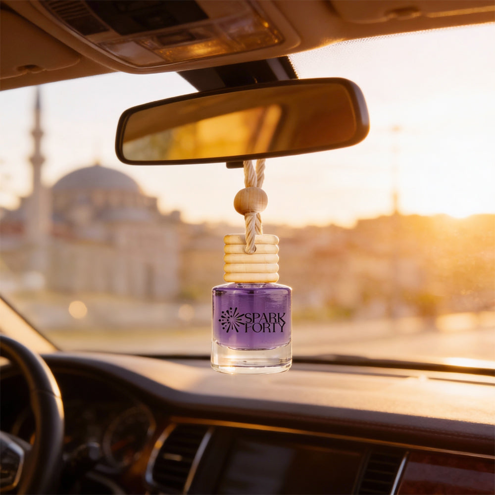 Sparkforty Istanbul Car Perfume Car Air Freshener 30-Day Luxury Hanging Glass Diffuser, Cologne Perfume Gift for Men & Women, Amber Musk Long-Lasting