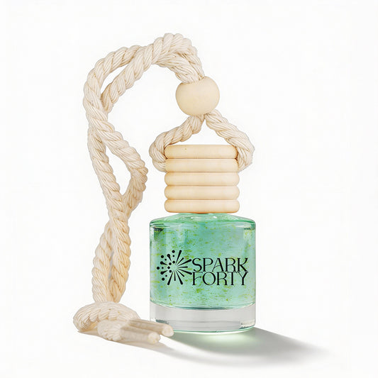 Sparkforty Jasmine Car Perfume Car Air Freshener 30-Day Luxury Hanging Glass Diffuser, Perfume Gift for Men & Women, Rose & Citrus Long-Lasting Scent