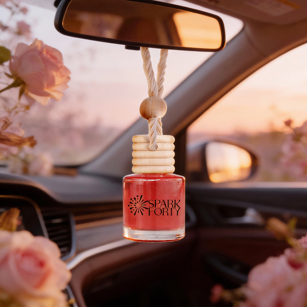 Sparkforty Joury Car Perfume Car Air Freshener 30-Day Luxury Hanging Glass Diffuser, Floral Woody Gift for Men & Women, Rose & Patchouli Long-Lasting