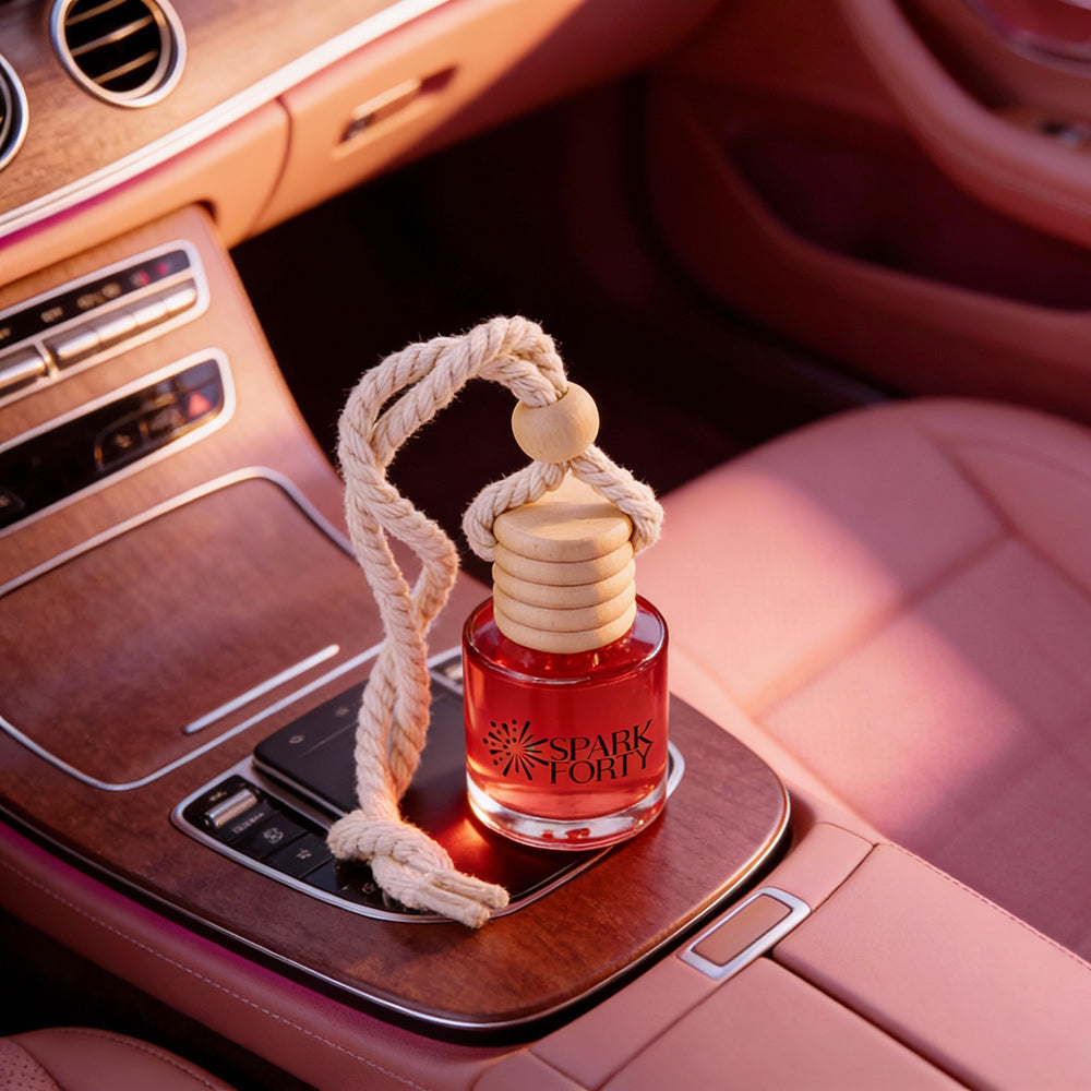 Sparkforty Joury Car Perfume Car Air Freshener 30-Day Luxury Hanging Glass Diffuser, Floral Woody Gift for Men & Women, Rose & Patchouli Long-Lasting