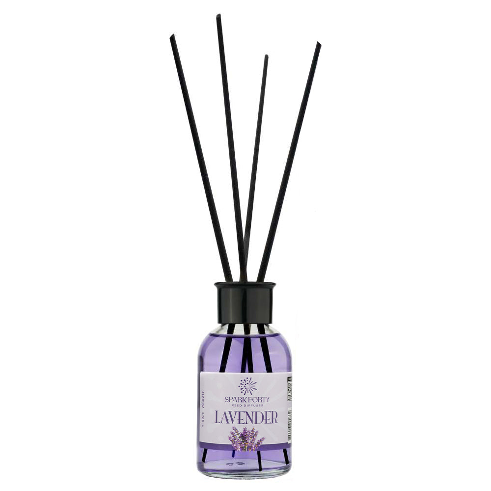 Sparkforty Lavender Reed Diffuser Home Fragrance, Essential Oil Aromatherapy Scent 110ml, Bergamot & Sandalwood Glass Diffuser Gift for Relaxation