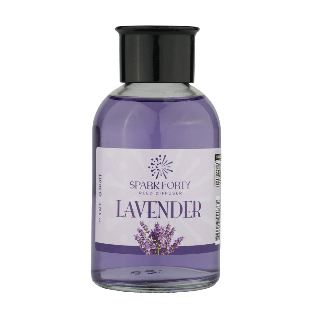 Sparkforty Lavender Reed Diffuser Home Fragrance, Essential Oil Aromatherapy Scent 110ml, Bergamot & Sandalwood Glass Diffuser Gift for Relaxation