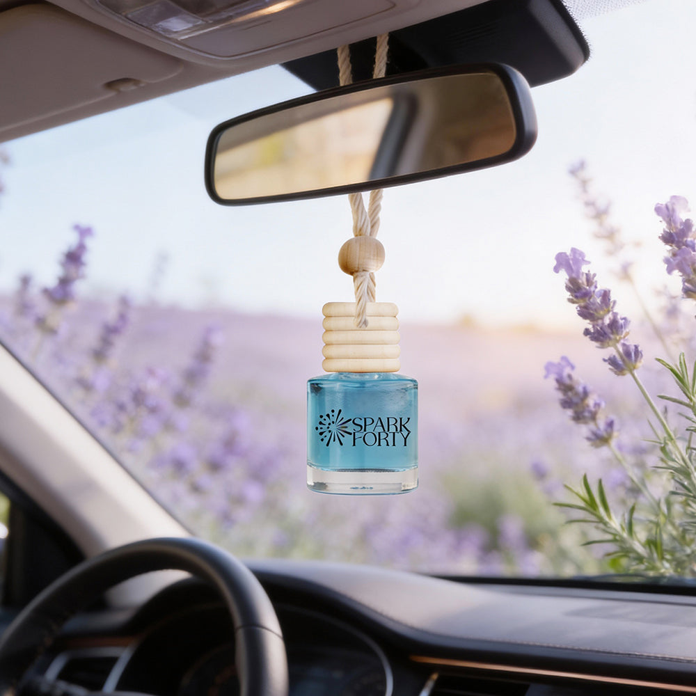 Sparkforty Lavender Car Perfume Car Air Freshener 30-Day Luxury Hanging Glass Diffuser, Essential Oil Gift for Men & Women, Bergamot Long-Lasting Scent