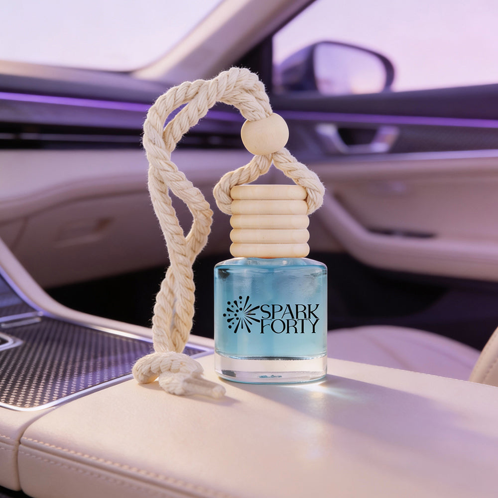 Sparkforty Lavender Car Perfume Car Air Freshener 30-Day Luxury Hanging Glass Diffuser, Essential Oil Gift for Men & Women, Bergamot Long-Lasting Scent