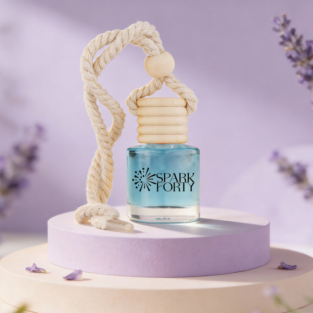 Sparkforty Lavender Car Perfume Car Air Freshener 30-Day Luxury Hanging Glass Diffuser, Essential Oil Gift for Men & Women, Bergamot Long-Lasting Scent