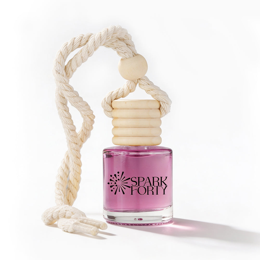 Sparkforty Lilac Car Perfume Car Air Freshener 30-Day Luxury Hanging Glass Diffuser, Perfume Gift for Men & Women, Rose & White Musk Long-Lasting