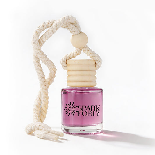 Sparkforty Lilac Car Perfume Car Air Freshener 30-Day Luxury Hanging Glass Diffuser, Perfume Gift for Men & Women, Rose & White Musk Long-Lasting