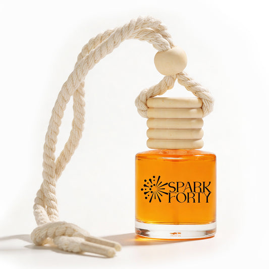 Sparkforty Orange Car Perfume Car Air Freshener 30-Day Luxury Hanging Glass Diffuser, Citrus Fresh Gift for Men & Women, Lemon & Vanilla Long-Lasting