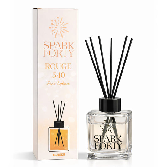 Sparkforty Rouge 540 Reed Diffuser Home Fragrance, Scent Inspired by Baccarat Rouge 540, 100ml Luxury Glass Bottle with Resin & Amberwood Scent