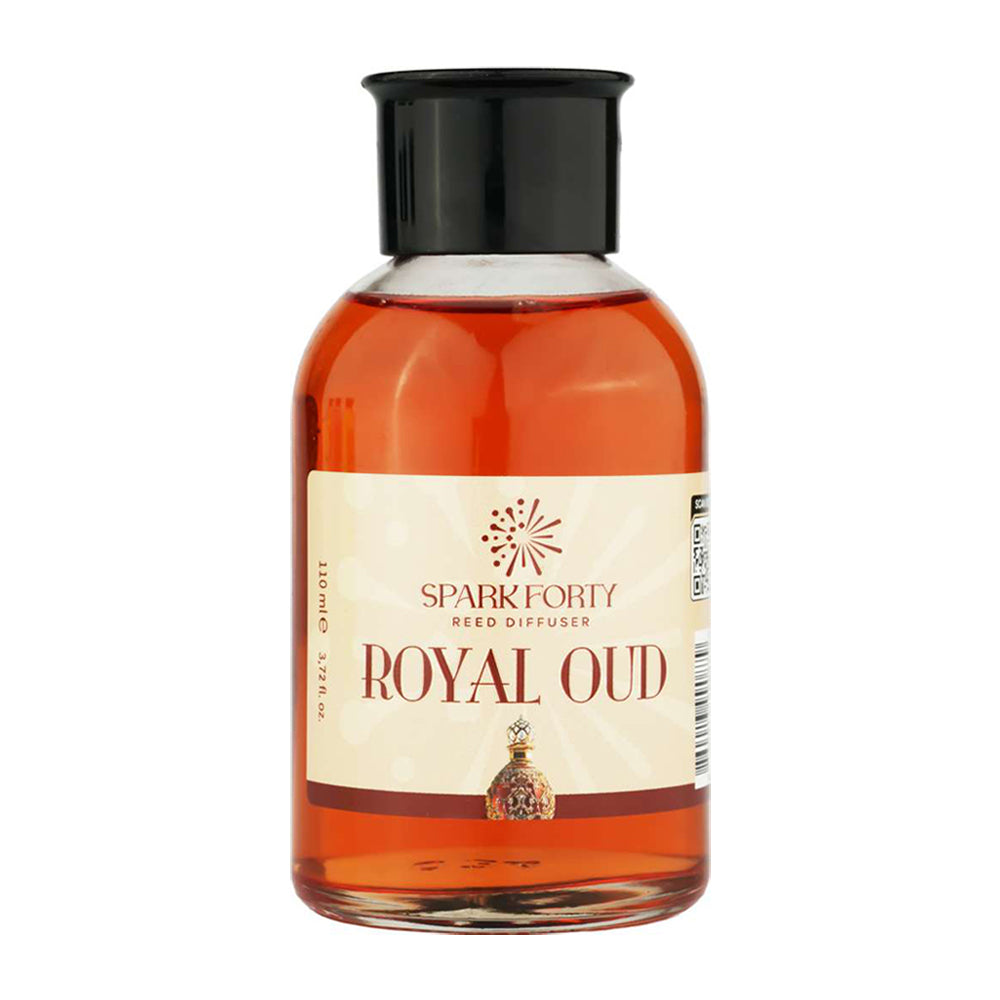 Sparkforty Royal Oud Reed Diffuser Home Fragrance, Luxury Glass Bottle 110ml Scent, Warm Spicy Amber & Patchouli Long-Lasting Home Decor Gift
