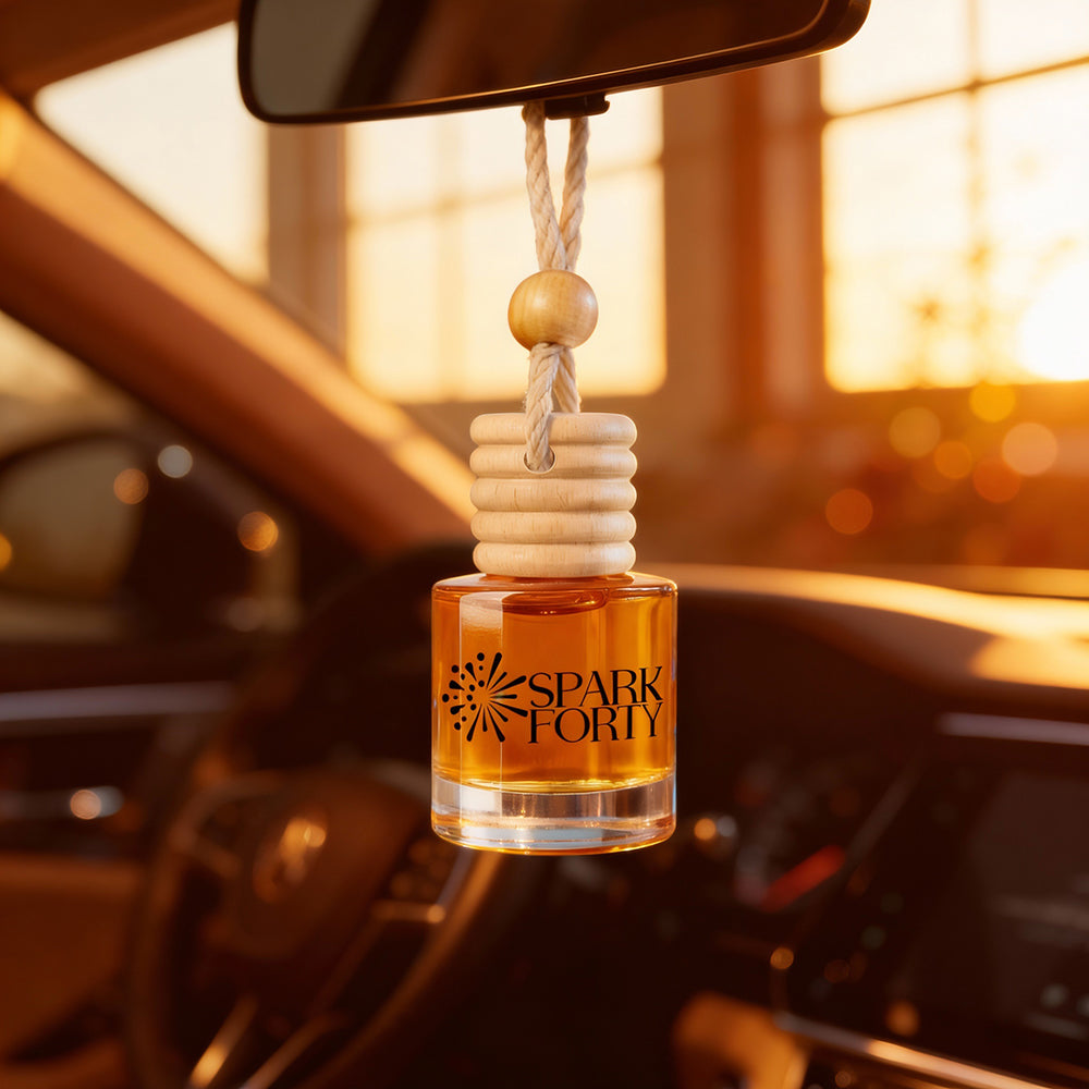 Sparkforty Cinnamon Car Perfume Car Air Freshener 30-Day Luxury Hanging Glass Diffuser, Spiced Aroma Gift for Men & Women, Clove & Nutmeg Long-Lasting