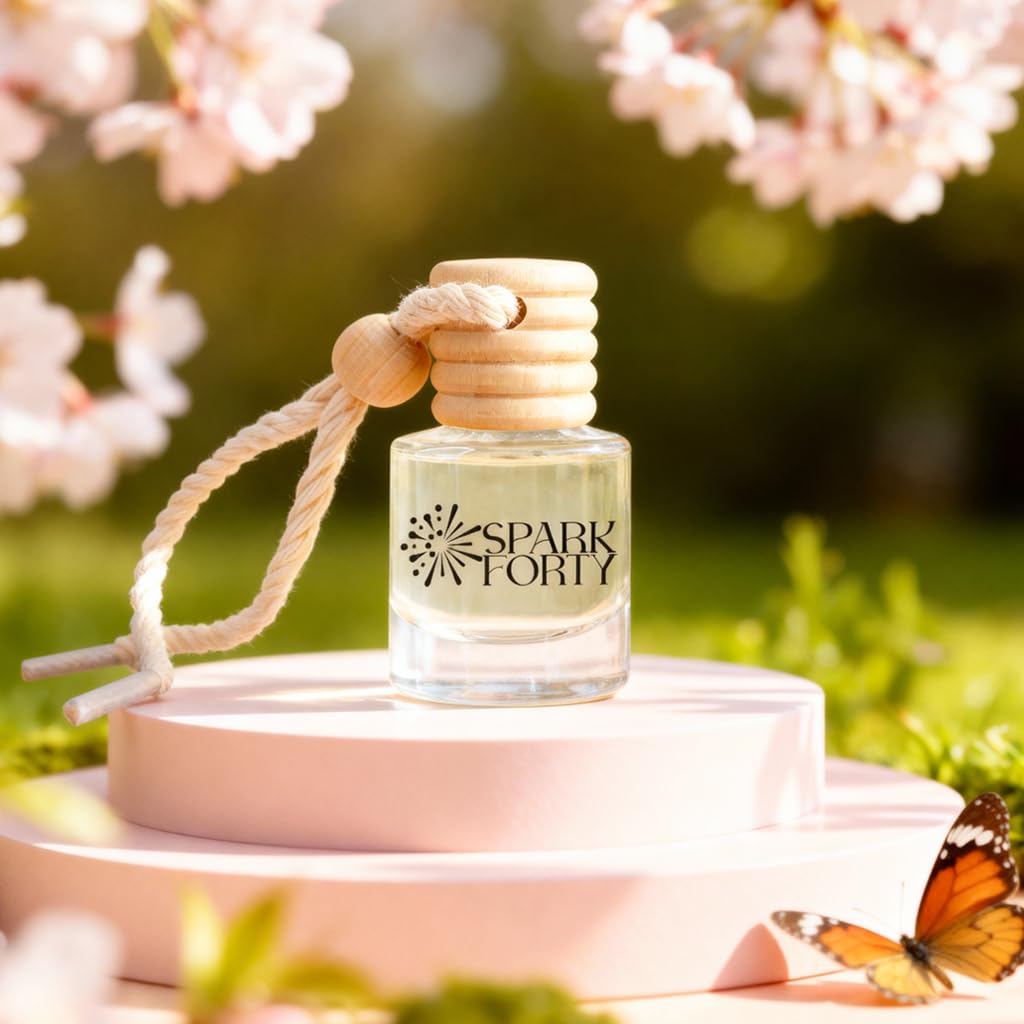 Sparkforty Spring Car Perfume Car Air Freshener 30-Day Luxury Hanging Diffuser Essential Oil Perfume Gift for Men & Women, Amber Musk & Floral Long-Lasting Vehicle Scent New Car