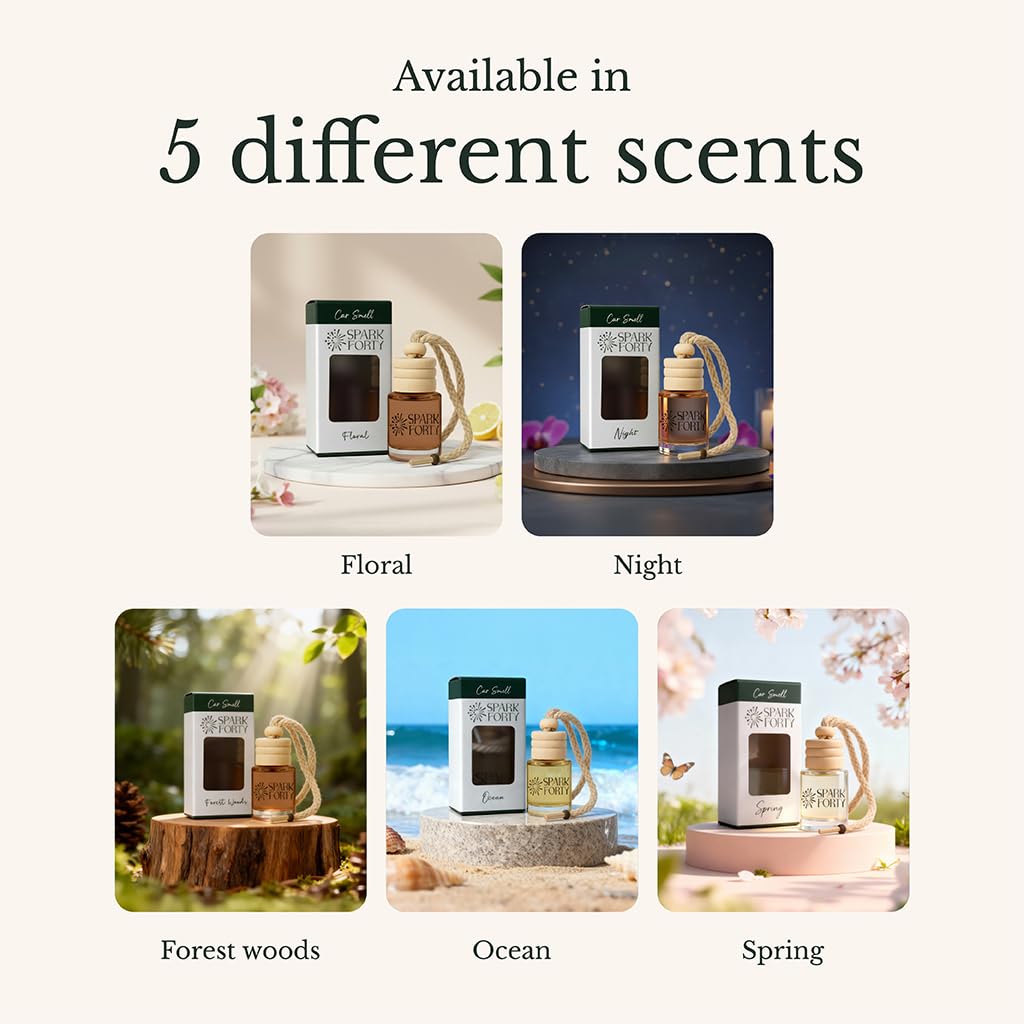 Sparkforty Ocean Car Perfume Car Air Freshener 30-Day Luxury Essential Oil Cologne Scent Gift Set for Men & Women, Auto Diffuser for Truck SUV Long-Lasting Fresh Scent